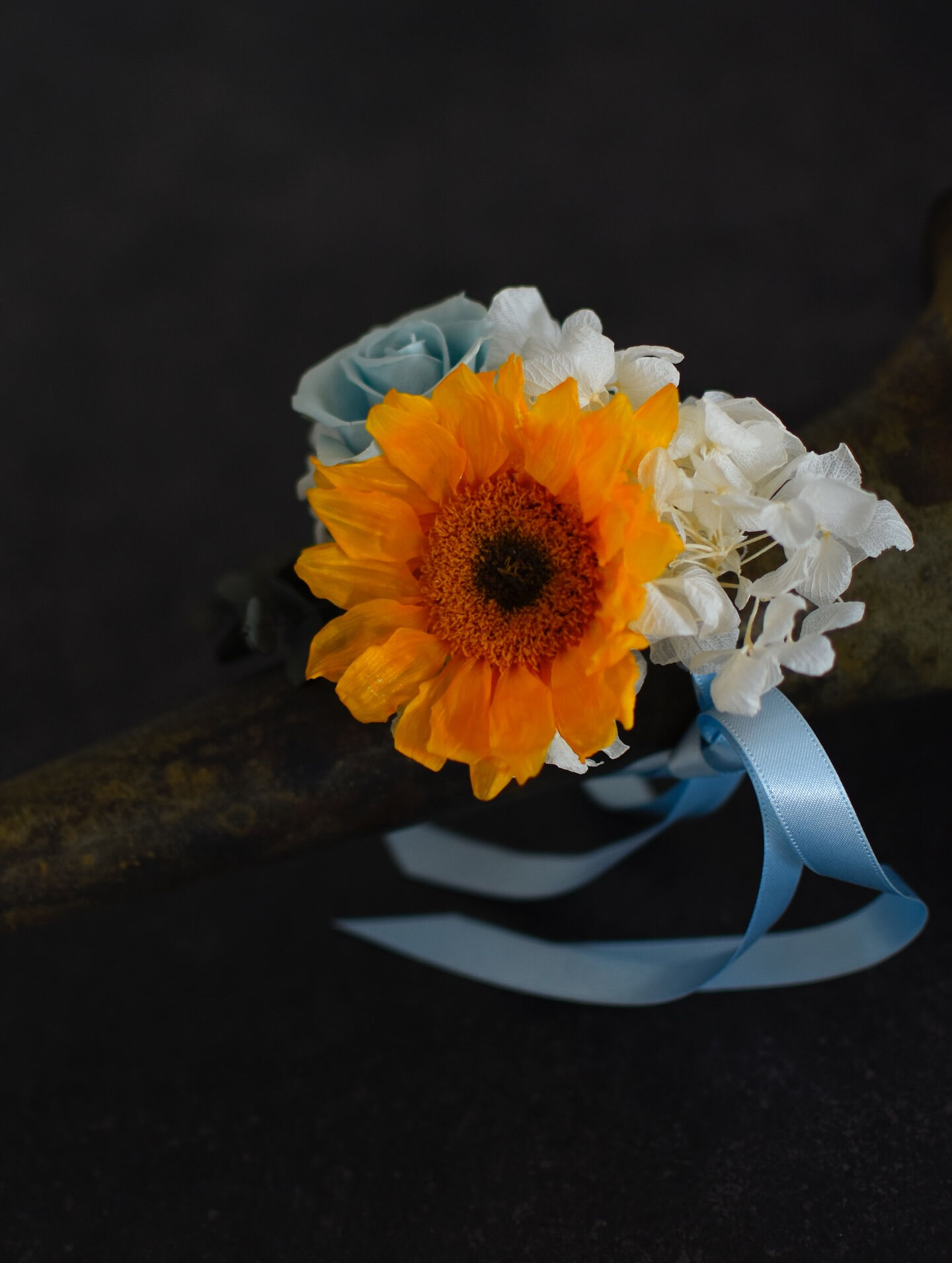 花嫁さまのお好きなひまわりを束ねた お母様の手作り🌻